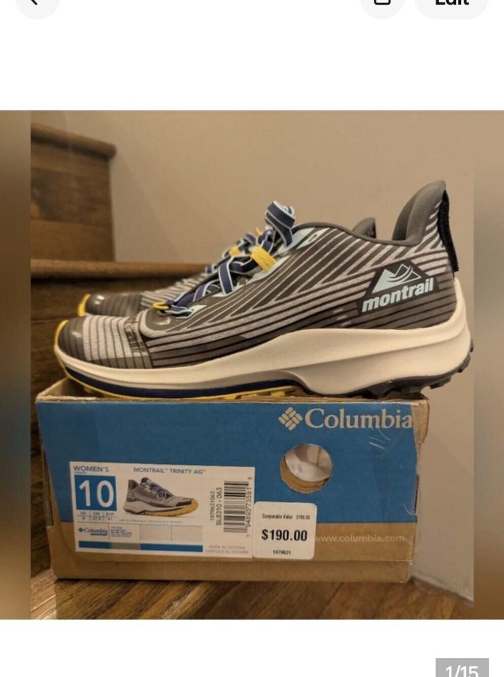 New Columbia Trail Running Shoe Montrail Trinity Ag Gray Blue Yellow Woman Sz 10